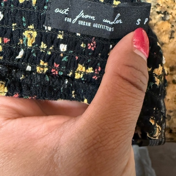 Urban Outfitters Out From Under Black Floral Crop Top Bralette Halter Tie Small - Picture 4 of 5